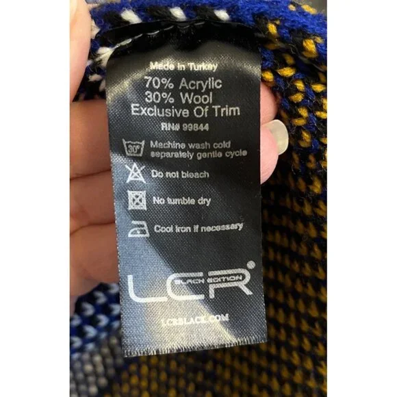 Mens LCR Black Edition Hooded Sweater 3XL Gold Ivory Black Blue Fox Design Wool